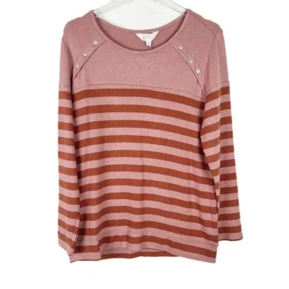 NWT Stitch Fix Market & Spruce Striped Button Detail Plush Sweater Size XS NEW - Picture 1 of 8
